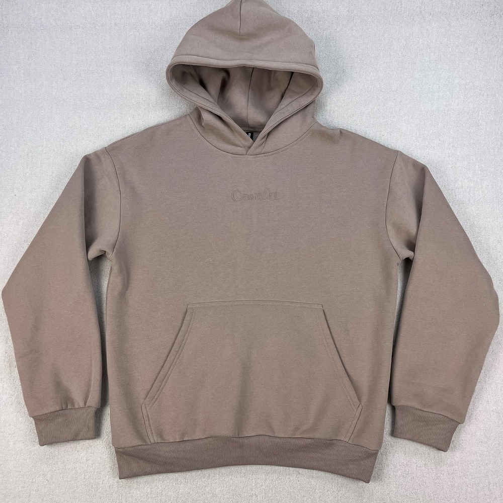 COMFRT Hoodie Mens Size M Beige Bark Pullover Thick Cotton/Poly Very Soft